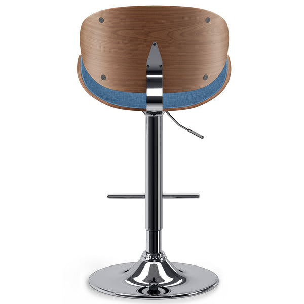 English Elm Marana - Stylish Adjustable Swivel Bar Stool In Blue Linen For Modern Homes & Entertaining Spaces B136P158924