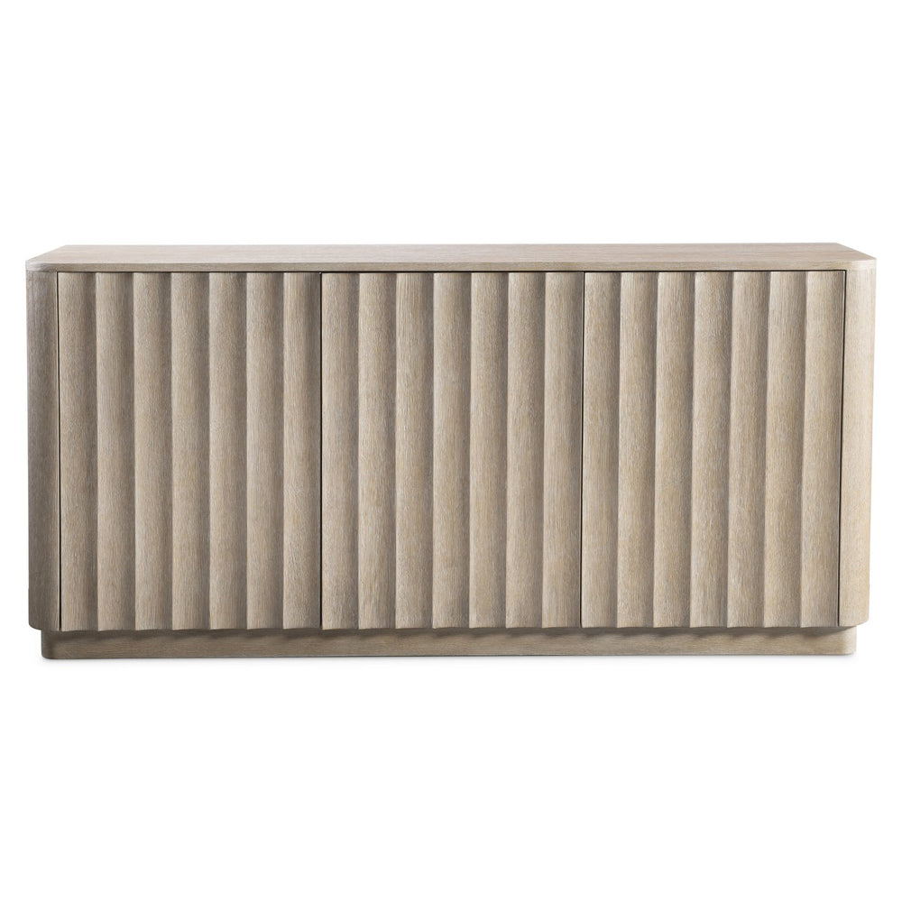 Bernhardt Bernhardt Loggia Buffet With Fluted Doors, Wire-Brushed Oak Aria Finish, Rounded Top & Ample Storage 345132