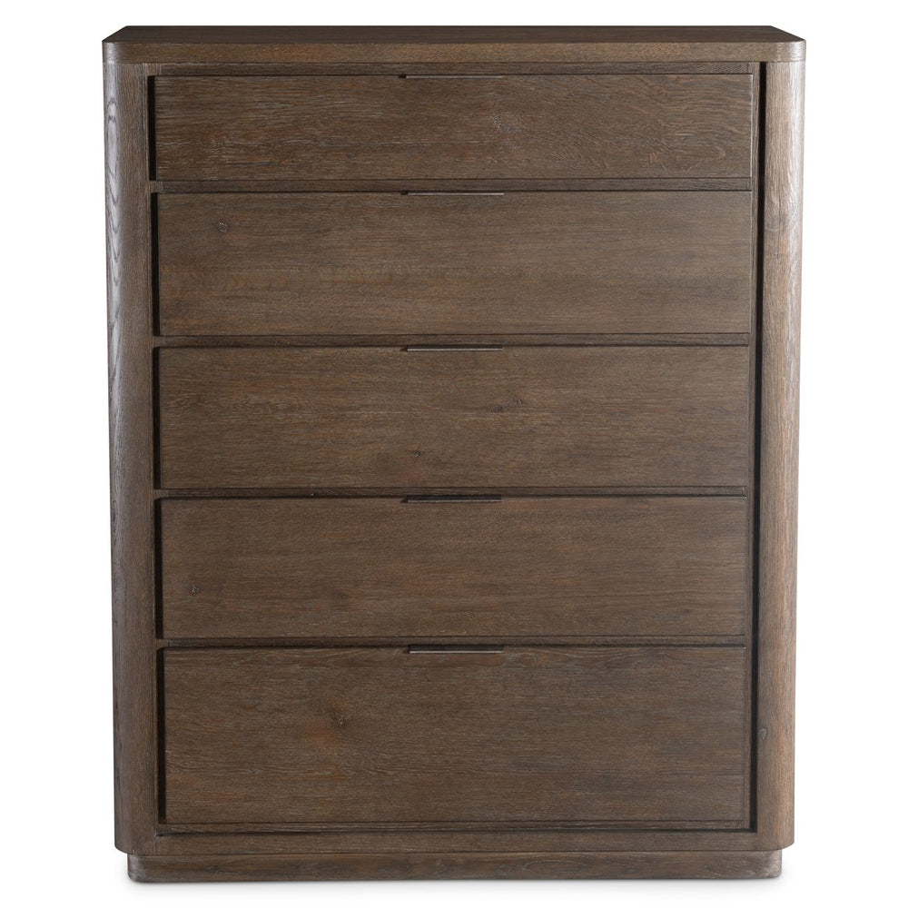 Bernhardt Bernhardt Outline Tall Drawer Chest Reimagined: 5-Drawer Wire-Brushed Oak With Soft-Close Slides, Cassel Finish, Textured Atra Pulls 360146