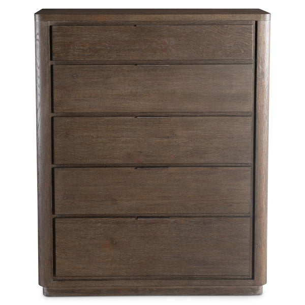 Bernhardt Bernhardt Outline Tall Drawer Chest Reimagined: 5-Drawer Wire-Brushed Oak With Soft-Close Slides, Cassel Finish, Textured Atra Pulls 360146