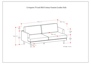 English Elm Livingston Mid-Century Modern 76" Sofa In Sienna Top-Grain Leather - Comfort Meets Elegance! B136P159623