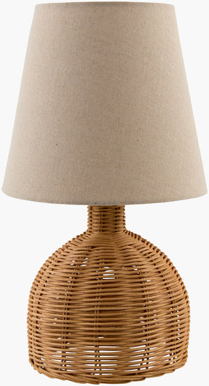 Surya Grotta Rattan Accent Table Lamp – 15" Tall Modern Design With Linen Shade For Cozy Home Decor Body, Brown,Shade (Outside), Wheat,Shade (Inside), White,Cord, Translucent Rattan,Linen,Linen,Linen,Plastic Grt-002