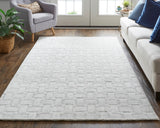 Feizy Rugs Redford Viscose/Wool Hand Woven Casual Rug White/Silver 9' x 12'