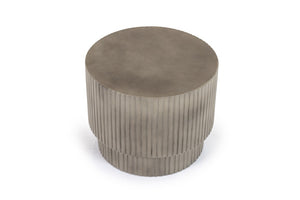 VIG Furniture Gruver Concrete End Table — Ribbed Modern Grey Cylinder, Weather-Resistant Side Table, 220 Lb Capacity VGGR-674650-GRY