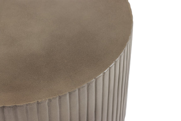 VIG Furniture Gruver Concrete End Table — Ribbed Modern Grey Cylinder, Weather-Resistant Side Table, 220 Lb Capacity VGGR-674650-GRY
