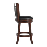 Homelegance By Top-Line Sydney Upholstered Back Swivel 24" Counter Height Stool Black Rubberwood