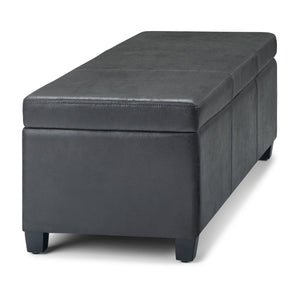 English Elm Avalon Storage Ottoman Bench - Stylish Distressed Black Seating With Spacious Storage & Safety Hinge B136P158640