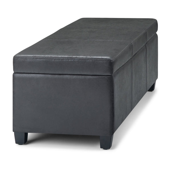 English Elm Avalon Storage Ottoman Bench - Stylish Distressed Black Seating With Spacious Storage & Safety Hinge B136P158640