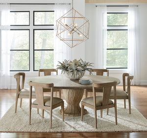A.R.T. Furniture Tamarac Round Dining Table - Dusky Brindle Finish, Extends To 82”, Seating For 4-6, Unique Base Design Beige, Beige Material, Parawood Solids,Oak Veneer,Resin 267225-2352