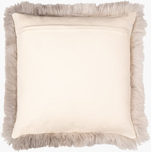Surya Gisborne 20"L X 20"W Rustic Sheepskin Accent Pillow – Cozy Lodge Charm For Inviting Home Decor Gray Sheepskin,Cotton Gsb001-2020p