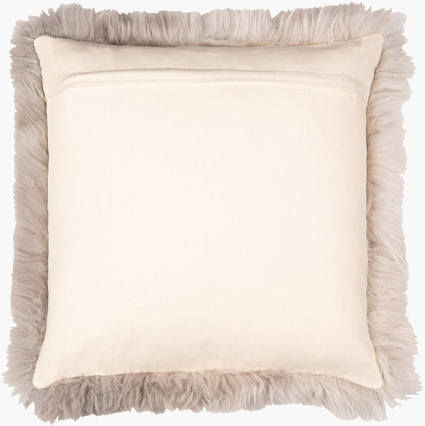 Surya Gisborne 20"L X 20"W Rustic Sheepskin Accent Pillow – Cozy Lodge Charm For Inviting Home Decor Gray Sheepskin,Cotton Gsb001-2020p