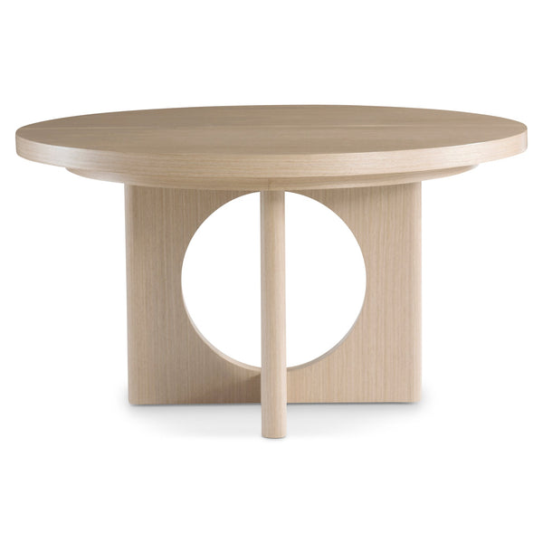 Bernhardt Bernhardt Modulum Sculptural Round Dining Table In Sahara Wood With 20" Leaf, Midcentury-Modern Flair K1821