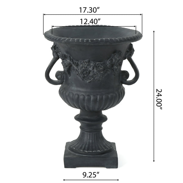 English Elm Buena Vista Handcrafted Urn Planter Sculptural Indoor Outdoor Garden Focal Piece 62166.00BLK