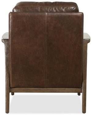 Hooker Furniture Ashland Top-Grain Leather Club Chair In Valeris Chocolate With Exposed Dark Wood Arms, Plush Comfort CC228-086