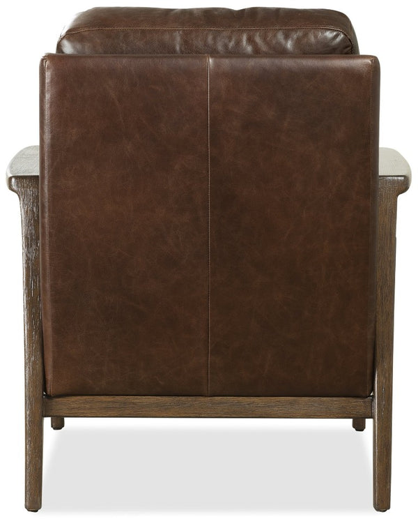Hooker Furniture Ashland Top-Grain Leather Club Chair In Valeris Chocolate With Exposed Dark Wood Arms, Plush Comfort CC228-086