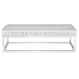 Bernhardt Bernhardt Acrylic-Top Arctic Cocktail Table With Ice-Like Grain, Polished Stainless Base, 55.25"W X 17.25"H 375023