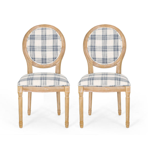 English Elm Christopher Knight Home® - Kd Upholstered Dining Chairs - Elegant French Country Design With Round Backrest & Fluted Legs 60352.00DBLUPLD