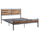 Homelegance By Top-Line Daxton Low Profile Metal Platform Bed with Wood Finish Panels Grey Metal