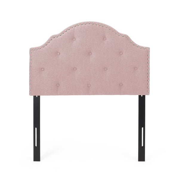 English Elm Christopher Knight Home® - Tufted Blush Upholstered Headboard Twin with Nailhead Trim, Adjustable Height, Button Diamond Stitch Elegance 66873.00LBLSH