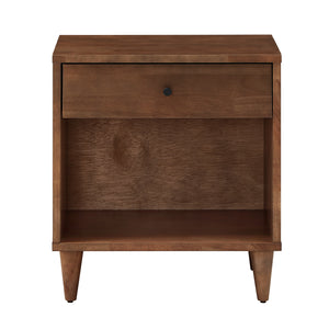 Homelegance By Top-Line Drake 1-Drawer Wood Nightstand Brown Rubberwood
