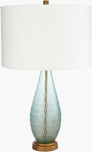 Surya Glasshouse 28" Modern Accent Table Lamp - Stylish Design In Metal, Glass & Cotton For Elegant Decor Body, Aqua Glass,Iron,Iron,Cotton,Aluminum Gsh-003