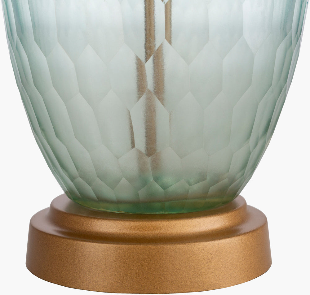 Surya Glasshouse 28" Modern Accent Table Lamp - Stylish Design In Metal, Glass & Cotton For Elegant Decor Body, Aqua Glass,Iron,Iron,Cotton,Aluminum Gsh-003