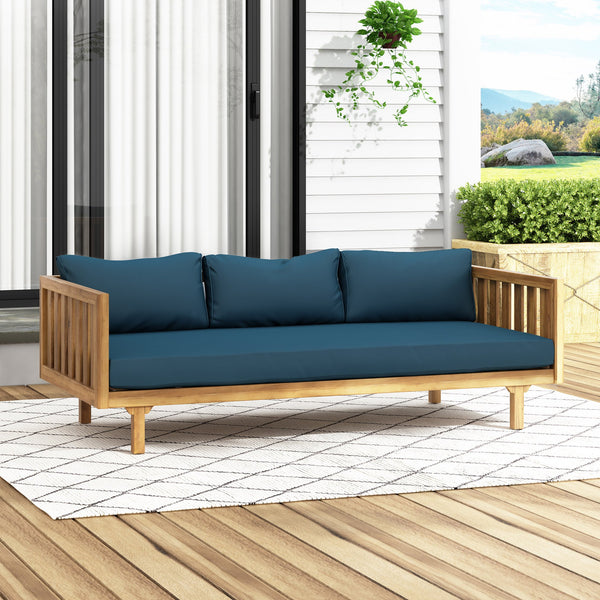 English Elm Christopher Knight Home® - Claremont 3 Seater Daybed - Stylish Teak-Finished Acacia Wood, Water-Resistant Cushions For Comfort 66327.00DT
