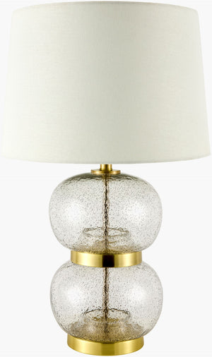 Livabliss Gossi Arts and Crafts Table Lamp Hand-painted Glass Body with Linen Shade Iron Base GSI-001