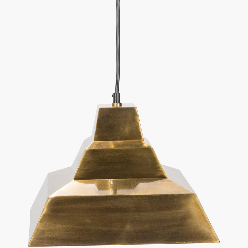 Surya Garrison Modern 12"L X 12"W X 9"H Pendant Light – Hand-finished Brass & Metal Decor Fixture Fixture, Metallic ,Brass,Base, Metallic ,Brass,Cord, Black Brass Gsn-001