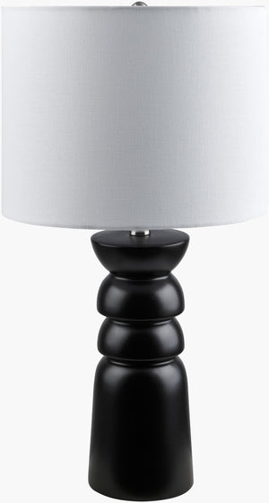 Surya Geneseo Elegant 25"H Ceramic Accent Table Lamp With Linen Shade - Perfect For Home Decor Update! Body, Black,Shade, White,Finial, Metallic ,Silver,Harp, Metallic ,Nickel,Cord, Translucent Ceramic,Linen,Linen,Nickel Gso-001