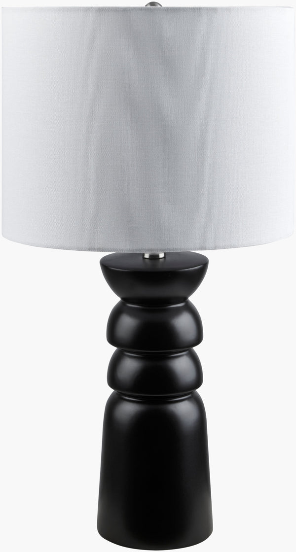 Surya Geneseo Elegant 25"H Ceramic Accent Table Lamp With Linen Shade - Perfect For Home Decor Update! Body, Black,Shade, White,Finial, Metallic ,Silver,Harp, Metallic ,Nickel,Cord, Translucent Ceramic,Linen,Linen,Nickel Gso-001