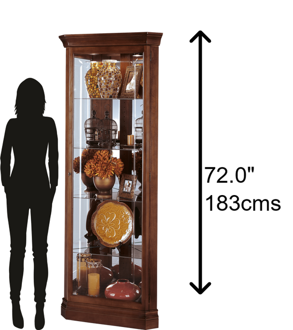 Hekman Furniture 680345 Lynwood Lighted Corner Curio Cabinet - Stunning Display For Collectibles With Elegant Design Windsor Cherry Lynwood Corner Curio Cabinet 680345