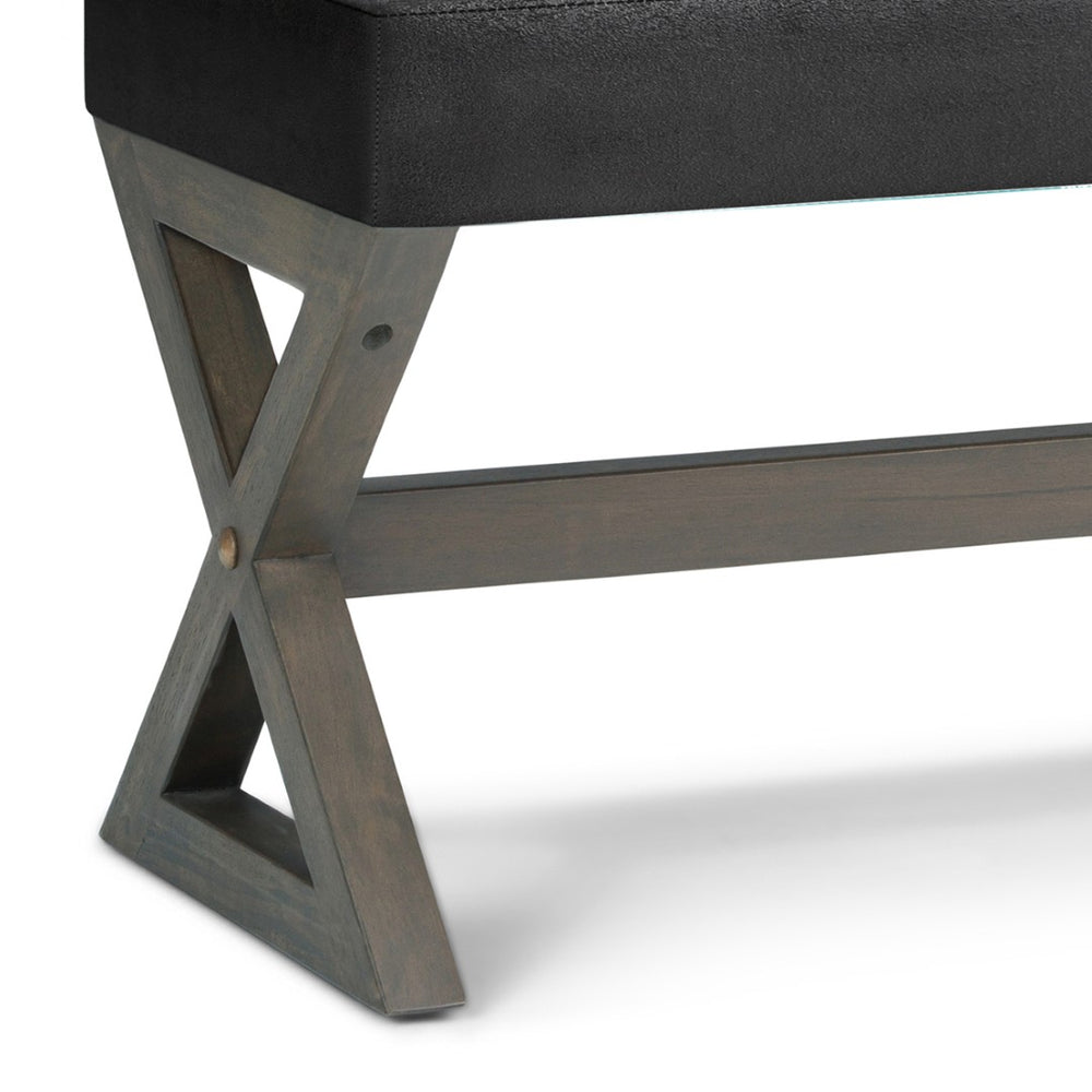 English Elm Salinger - Versatile Large Ottoman Bench In Distressed Black Vegan Leather With Sturdy Base Design B136P159214-GIGA