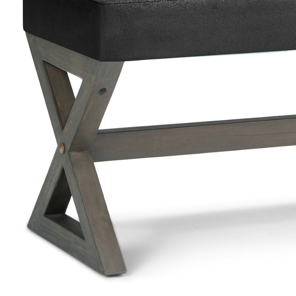 English Elm Salinger - Versatile Large Ottoman Bench In Distressed Black Vegan Leather With Sturdy Base Design B136P159214-GIGA