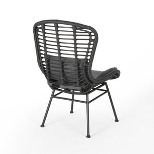 English Elm Christopher Knight Home® - Frazer Woven Rattan Patio Chairs Set of 2 with Water-Resistant Cushions and Durable Iron Frame Grey 65489.00GRY