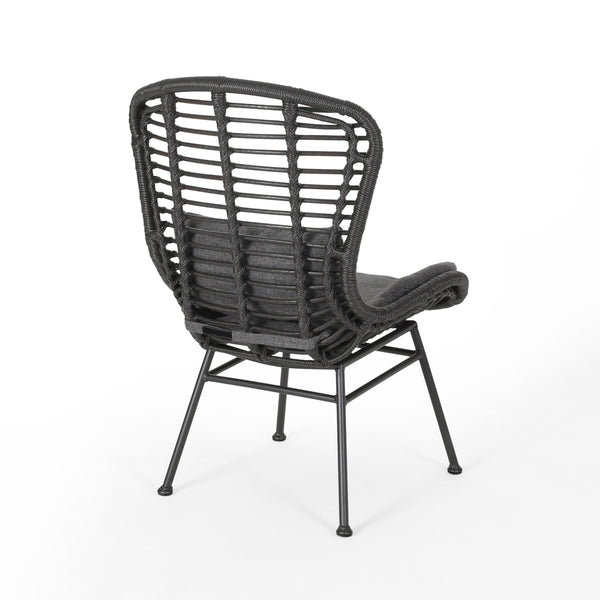 English Elm Christopher Knight Home® - Frazer Woven Rattan Patio Chairs Set of 2 with Water-Resistant Cushions and Durable Iron Frame Grey 65489.00GRY