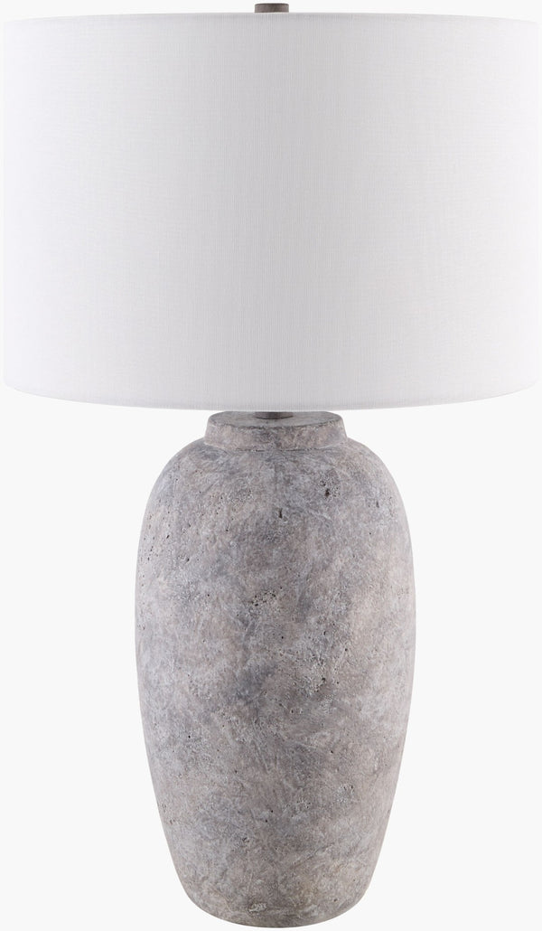 Livabliss Gasius Cement Body Table Lamp with Linen Shade for Warm Ambient Bedroom Glow GSU-001