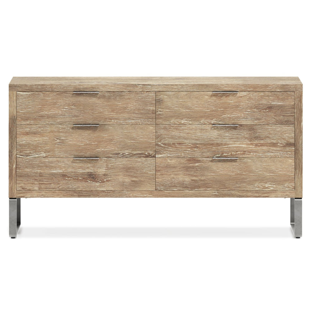 Bernhardt Bernhardt Tribeca Dresser Aurum White Oak With Textured Steel Base, 6 Soft-Close Drawers, 68"W 333052