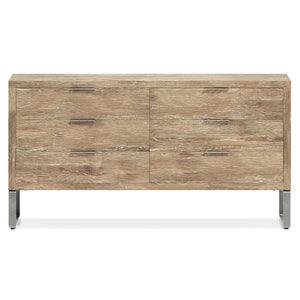 Bernhardt Bernhardt Tribeca Dresser Aurum White Oak With Textured Steel Base, 6 Soft-Close Drawers, 68"W 333052