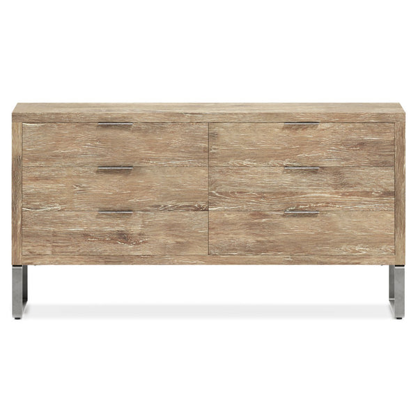 Bernhardt Bernhardt Tribeca Dresser Aurum White Oak With Textured Steel Base, 6 Soft-Close Drawers, 68"W 333052