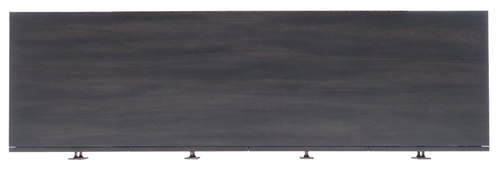 Hooker Furniture Melange Neville Credenza With Dark Walnut Finish, Ventilated Media Storage, Adjustable Shelves, Rustic Appeal 638-85457-89