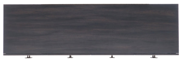 Hooker Furniture Melange Neville Credenza With Dark Walnut Finish, Ventilated Media Storage, Adjustable Shelves, Rustic Appeal 638-85457-89