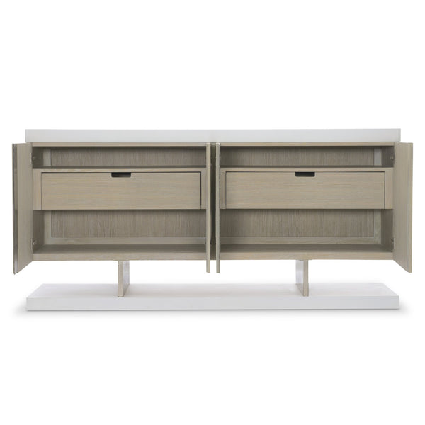 Bernhardt Bernhardt Solaria Sideboard With Shiny Nickel Cast-Aluminum Panels, White Oak Veneer, Soft-Close Doors 310131