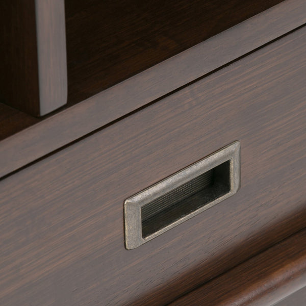English Elm Draper Mid Century Bookcase & Storage Unit - Solid Rubberwood In Medium Auburn Brown Finish B136P158157