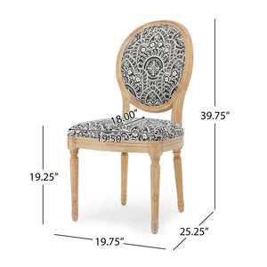 English Elm Kd French Country Rubberwood Dining Chairs Fluted Legs Padded Seat Set of 2 Black White 60352.00BWHI