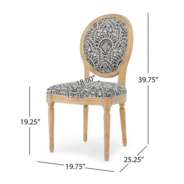 English Elm Kd French Country Rubberwood Dining Chairs Fluted Legs Padded Seat Set of 2 Black White 60352.00BWHI