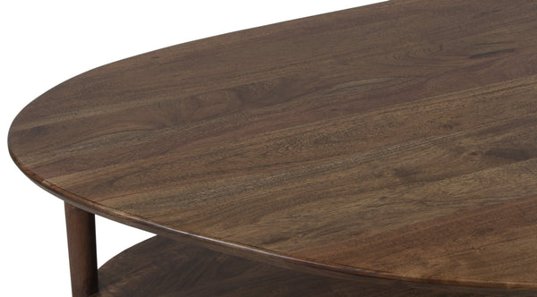 Porter Designs Porter Noma Acacia Wood Coffee Table - Mid-century Modern Oval Design With Stylish Lower Shelf Brown Wood 05-108-03-9475