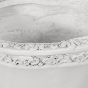 English Elm Mgo Roman Botanical Relief Urn Planter Faux Stone Finish for Patio or Entryway 63404.00WHI