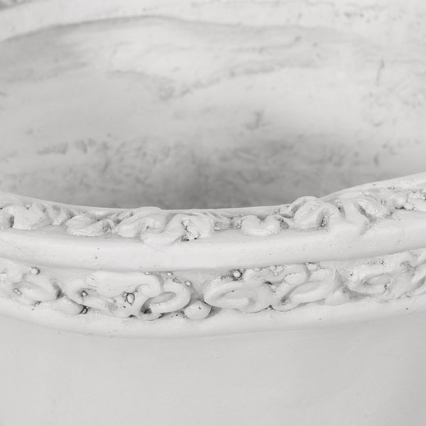 English Elm Mgo Roman Botanical Relief Urn Planter Faux Stone Finish for Patio or Entryway 63404.00WHI