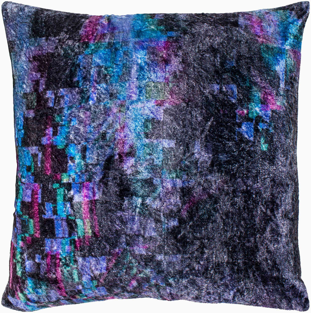 Surya Glitch Modern Accent Pillow – Luxurious 18"L X 18"W Cotton & Viscose Decor For Living Room Elegance Black Viscose,Cotton Gtc002-2020